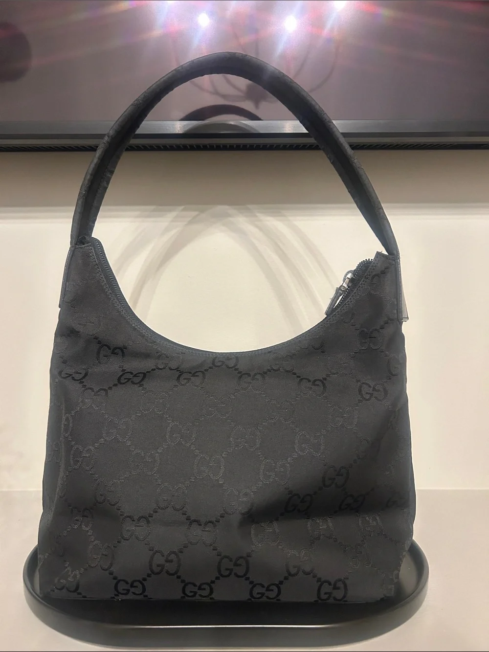 Gucci TOM FORD 1998 Black GG Monogram Shoulder Bag